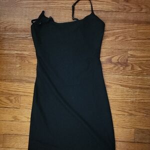 Nearly Nude One Shoulder Black Dress